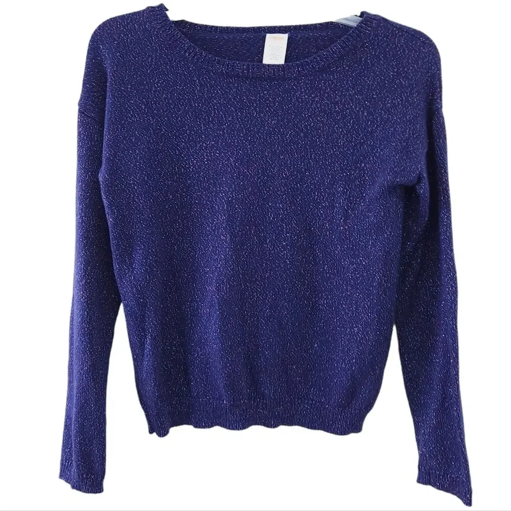 Gymboree Sweater Girls Large 10-12 Purple, Metallic Thread Holiday Winter Top